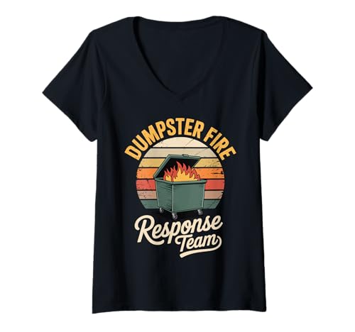Damen Dumpster Fire Response Team T-Shirt mit V-Ausschnitt Damen Dumpster Fire Response Team T-Shirt mit V-Ausschnitt von Feuerwehr Notfallhelfer Feuerwehrmann