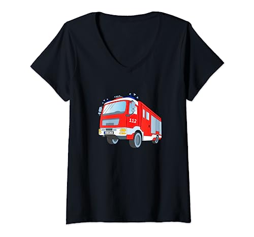 Feuerwehrauto Löschzug Feuerwehr Fahrzeug Männer Frauen T-Shirt mit V-Ausschnitt von Feuerwehr Shirts und Pullis
