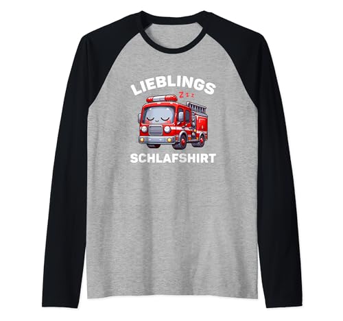 Lieblings Schlafshirt Schlafanzug Pyjama Kinder Feuerwehr Raglan von Feuerwehrauto Schlafshirt Merch Jungen Männer