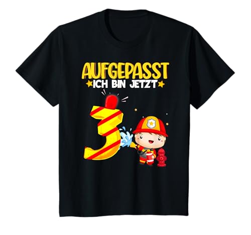 3. Geburtstag Jungen FEUERWEHR Aufgepasst ich bin jetzt 3. T-Shirt 3. Geburtstag Jungen FEUERWEHR Aufgepasst ich bin jetzt 3. T-Shirt von Feuerwehrauto Tolles Geburtstagskinder 2022