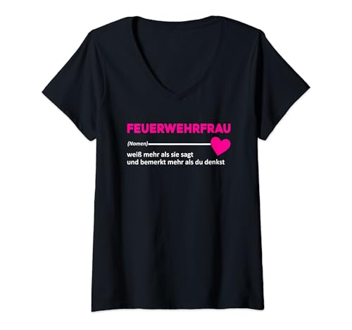 Damen Freiwillige Feuerwehr Frauen Feuerwehrfrau Herz T-Shirt mit V-Ausschnitt Damen Freiwillige Feuerwehr Frauen Feuerwehrfrau Herz T-Shirt mit V-Ausschnitt von Feuerwehrfrau Geschenke und Kostüm Für Damen