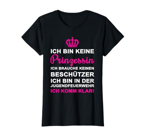 Feuerwehrfrau Shirts - Damen T-Shirt Schwarz S - Kurzarm - Klassische Passform - 100% Baumwolle - Ich bin keine Prinzessin - Jugendfeuerwehr Feuerwehrfrau Shirts - Damen T-Shirt Schwarz S - Kurzarm - Klassische Passform - 100% Baumwolle - Ich bin keine Prinzessin - Jugendfeuerwehr von Feuerwehrfrau Shirts