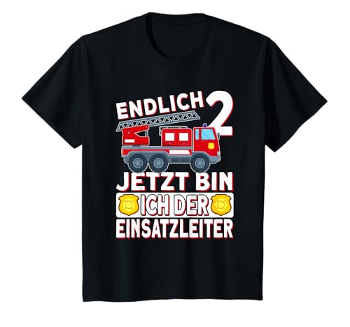 Endlich 2 Jetzt bin ich Einsatzleiter Kinder Feuerwehr T-Shirt Endlich 2 Jetzt bin ich Einsatzleiter Kinder Feuerwehr T-Shirt von Feuerwehrmann Kinder Geburtstag Endlich 2 Geschenk