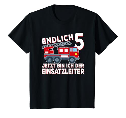 Endlich 5 Jetzt bin ich Einsatzleiter Kinder Feuerwehr T-Shirt Endlich 5 Jetzt bin ich Einsatzleiter Kinder Feuerwehr T-Shirt von Feuerwehrmann Kinder Geburtstag Endlich 5 Geschenk