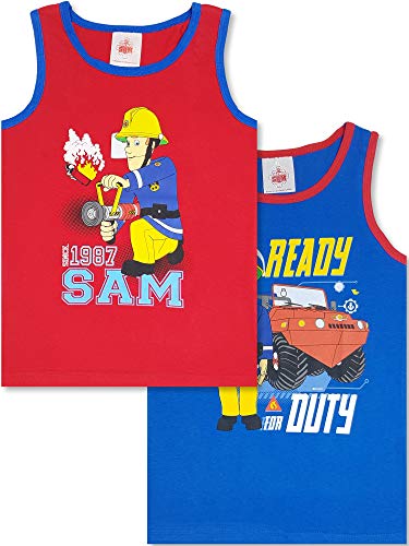 Feuerwehrmann Sam - 2er-Pack Jungen-Unterhemden (122/128 (Herstellergröße: 6-7 Jahre) von Fireman Sam