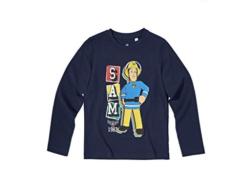 Feuerwehrmann Sam Jungen Langarmshirt - Marine blau - 140 von Fireman Sam