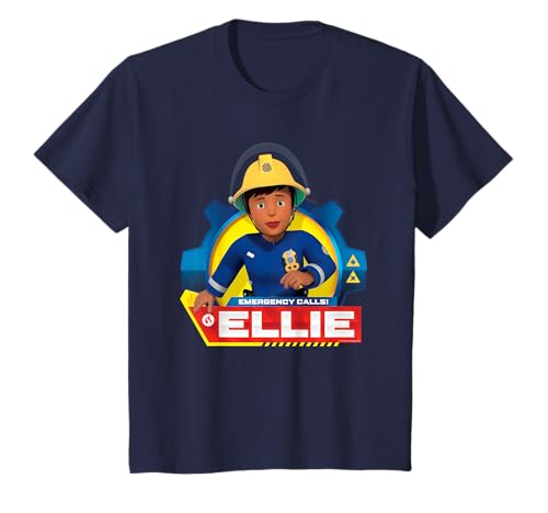 Fireman Sam Kinder Cartoon T-Shirt, Ellie, Blau, Unisex, Kurzarm, Slim, 8 Jahre, 10-12 Jahre, Rundhals, Klassisch, Alle Jahreszeiten, 1 Stück, Cartoon-Fans von Fireman Sam