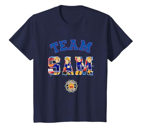 Fireman Sam Kinder T-Shirt, Team Sam, Blau, Kurzarm, Klassisch, Slim, 8 Jahre, Unisex, Cartoon, Alle, Imported von Fireman Sam