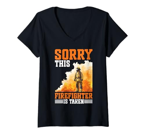 Damen Sorry This Firefighter is Taken Beziehung Liebe - T-Shirt mit V-Ausschnitt Damen Sorry This Firefighter is Taken Beziehung Liebe - T-Shirt mit V-Ausschnitt von Feuerwehrmann und Partner genommen