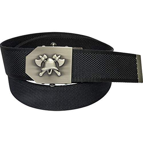 Feuerwehr-Gürtel mit Emblem und Flaschenöffner in der Gürtel-Schnalle | Feuerwehr-Edition schwarz Signet | universal verstellbar 150cm | Männer Herren Frauen Damen Kinder | Einsatz Koppel | von Feuerwehrstore