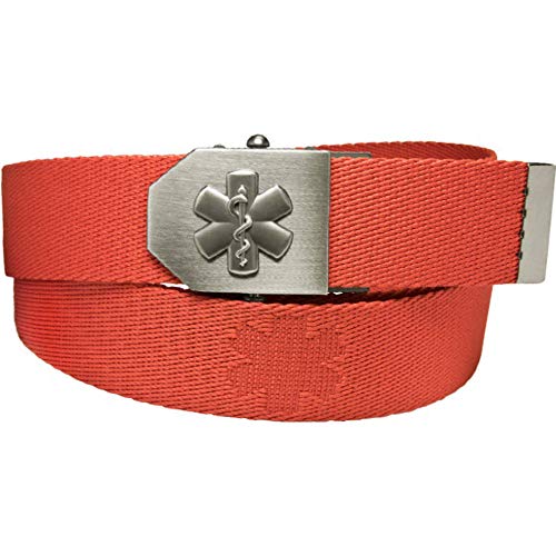 Rettungsdienst-Gürtel Emblem Flaschenöffner in Gürtel-Schnalle | Star of Life-Edition rot | universal verstellbar 150cm | Männer Herren Frauen Damen Kinder | Einsatz Koppel | Geschenk-Dose | DRK Arzt von Feuerwehrstore