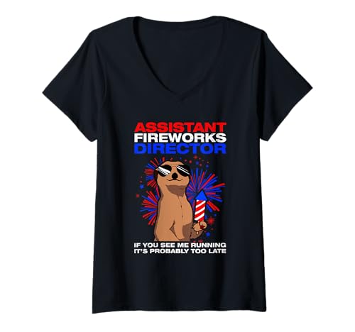 Damen Assistant Fireworks Director Pyrotechniker 4th of July T-Shirt mit V-Ausschnitt von Feuerwerk Böllern Sprüche & Pyrotechniker Outfit