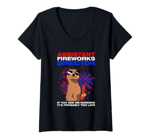 Damen Assistant Fireworks Director Pyrotechniker 4th of July T-Shirt mit V-Ausschnitt von Feuerwerk Böllern Sprüche & Pyrotechniker Outfit