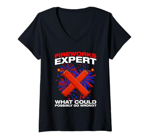 Damen Fireworks Expert Feuerwerk Pyrotechniker 4th of July T-Shirt mit V-Ausschnitt Damen Fireworks Expert Feuerwerk Pyrotechniker 4th of July T-Shirt mit V-Ausschnitt von Feuerwerk Böllern Sprüche & Pyrotechniker Outfit