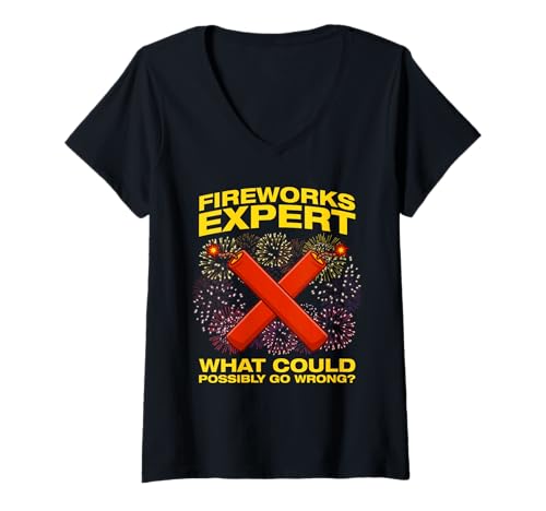 Damen Fireworks Expert Feuerwerk Pyrotechniker 4th of July T-Shirt mit V-Ausschnitt Damen Fireworks Expert Feuerwerk Pyrotechniker 4th of July T-Shirt mit V-Ausschnitt von Feuerwerk Böllern Sprüche & Pyrotechniker Outfit