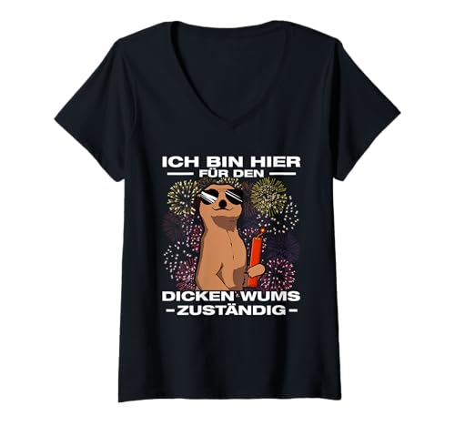 Damen Für den dicken Wums Feuerwerk Pyrotechniker 4th of July T-Shirt mit V-Ausschnitt von Feuerwerk Böllern Sprüche & Pyrotechniker Outfit