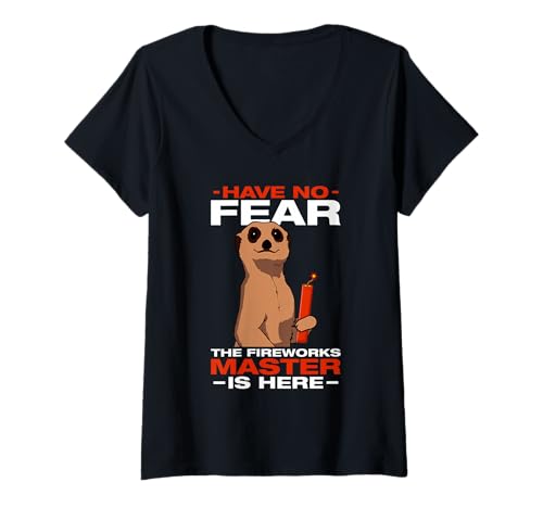 Damen Have no Fear Feuerwerk Pyrotechniker 4th of July T-Shirt mit V-Ausschnitt Damen Have no Fear Feuerwerk Pyrotechniker 4th of July T-Shirt mit V-Ausschnitt von Feuerwerk Böllern Sprüche & Pyrotechniker Outfit