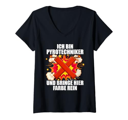 Damen Ich Bin Pyrotechniker Feuerwerk Pyrotechniker 4th of July T-Shirt mit V-Ausschnitt Damen Ich Bin Pyrotechniker Feuerwerk Pyrotechniker 4th of July T-Shirt mit V-Ausschnitt von Feuerwerk Böllern Sprüche & Pyrotechniker Outfit