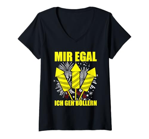 Damen Mir egal ich GEH böllern Feuerwerk Pyrotechniker 4th of July T-Shirt mit V-Ausschnitt von Feuerwerk Böllern Sprüche & Pyrotechniker Outfit