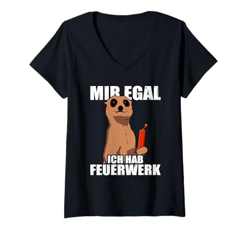 Damen Mir egal ich hab Feuerwerk Pyrotechniker 4th of July T-Shirt mit V-Ausschnitt von Feuerwerk Böllern Sprüche & Pyrotechniker Outfit