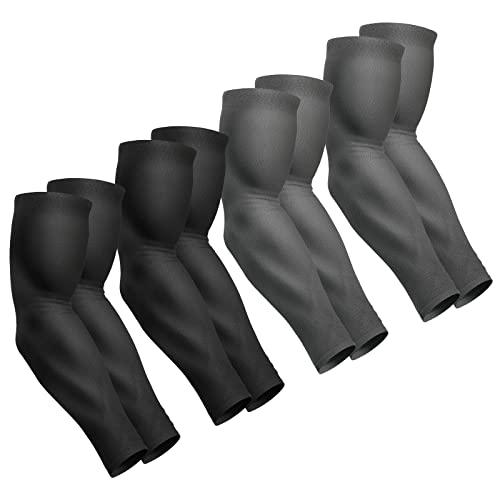 UV Sonnenschutz Kühlende Armstulpen für Damen und Herren, UPF 50 Sport Kompressionsmanschetten mit Wäschesack - 4 Paar, Schwarz, 2 Paar + Grau, 2 Paar (4 Paar), X-Large von FeugoAnt