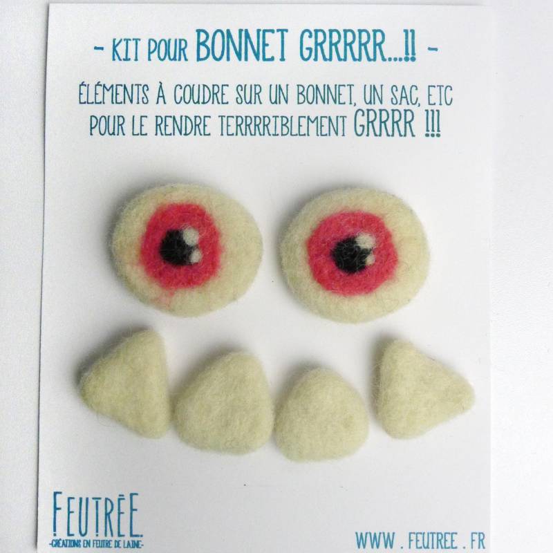 Diy - Kit Zur Personalisierung Einer Mütze Augen Und Zähne Aus Gefilzter Wolle von Feutree