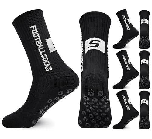 3 Paar FußballSocken 35-39 Anti Rutsch Grip Fußball Socken Atmungsaktiv Sportsocken für Herren Damen Kinder Basketball Laufen Radfahren Wandern Schwarz 3 Paar FußballSocken 35-39 Anti Rutsch Grip Fußball Socken Atmungsaktiv Sportsocken für Herren Damen Kinder Basketball Laufen Radfahren Wandern Schwarz von Fevaeno