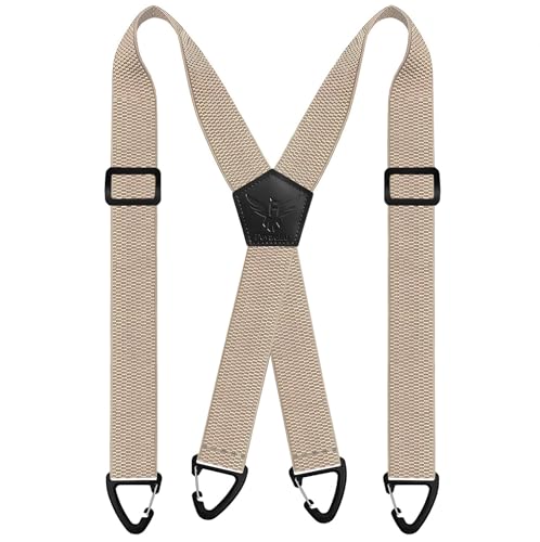 Fevaeno Hosenträger Herren Breit 4cm Anti-Rutsch-Schnalle Einstellbar und Elastische Einheitsgröße Hosenträger für Herren und Damen (X Beige) von Fevaeno