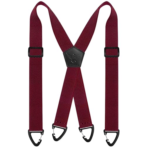 Fevaeno Hosenträger Herren Breit 4cm Anti-Rutsch-Schnalle Einstellbar und Elastische Einheitsgröße Hosenträger für Herren und Damen (XBurgundy) von Fevaeno