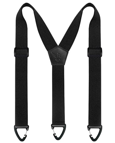 Fevaeno Hosenträger Herren Breit 4cm Anti-Rutsch-Schnalle Einstellbar und Elastische Einheitsgröße Hosenträger für Herren und Damen (Voll Schwarz) von Fevaeno