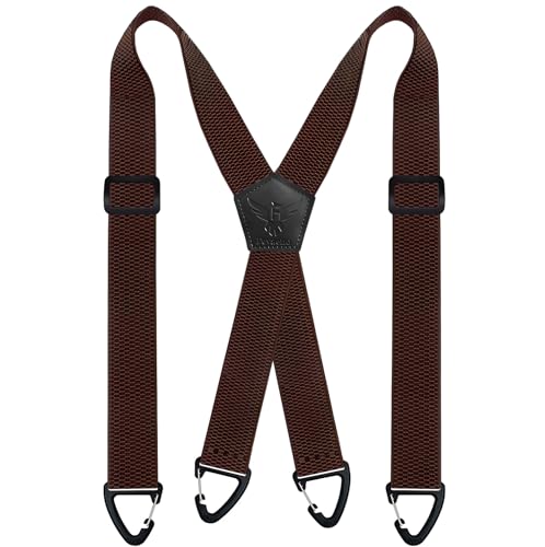 Fevaeno Hosenträger Herren Breit 4cm Anti-Rutsch-Schnalle Einstellbar und Elastische Einheitsgröße Hosenträger für Herren und Damen XBraun von Fevaeno