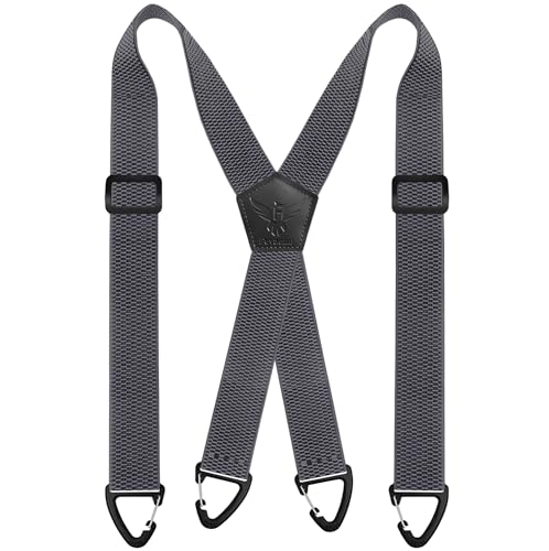 Fevaeno Hosenträger Herren Breit 4cm Anti-Rutsch-Schnalle Einstellbar und Elastische Einheitsgröße Hosenträger für Herren und Damen XGrau von Fevaeno