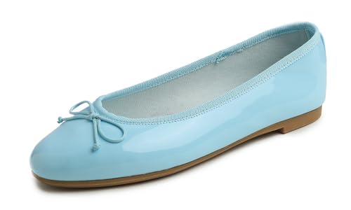 Feversole Damen Bling Weich Gepolstert Komfort Flats Sparkle Party Ballett, Lackiertes Himmelblau Feversole Damen Bling Weich Gepolstert Komfort Flats Sparkle Party Ballett, Lackiertes Himmelblau von Feversole