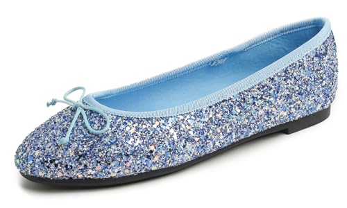 Feversole Damen Klassische Ballerinas Profilsohle Glänzende Paillette Flach,Ballerinas Damen Elegant Glitter Multi Blau 36 Feversole Damen Klassische Ballerinas Profilsohle Glänzende Paillette Flach,Ballerinas Damen Elegant Glitter Multi Blau 36 von Feversole