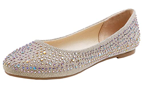 Feversole Damen Klassische Ballerinas Profilsohle Glänzende Paillette Flach von Feversole