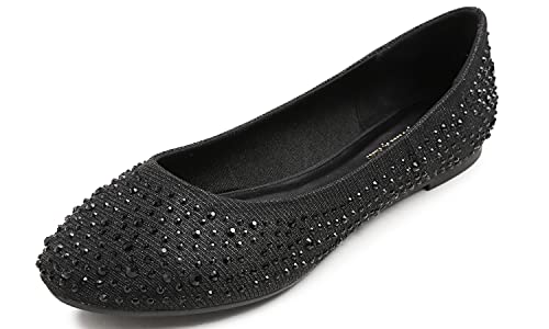 Feversole Damen Klassische Ballerinas Profilsohle Glänzende Paillette Flach von Feversole