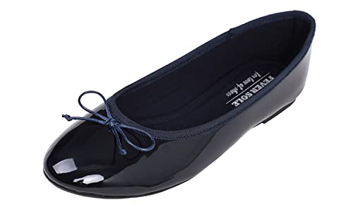 Feversole Damen Klasssische Ballerinas Lack Balerinaschuhe Flach Damenschuhe von Feversole