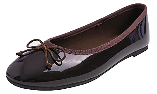 Feversole Damen Klasssische Ballerinas Lack Balerinaschuhe Flach Damenschuhe von Feversole