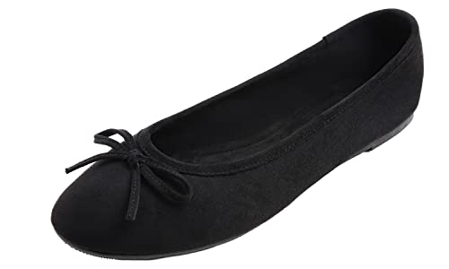 Feversole Damen Klasssische Ballerinas Mikrofaser Balerinaschuhe Flach Damenschuhe von Feversole