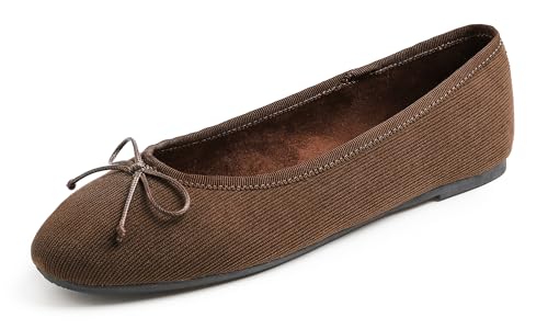 Feversole Damen Klasssische Ballerinas Samt Balerinaschuhe Flach Damen Schuhe Bronze Cord 41 EU von Feversole