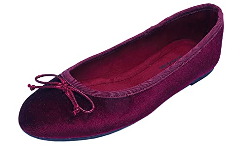 Feversole Damen Klasssische Ballerinas Samt Balerinaschuhe Flach Damenschuhe von Feversole