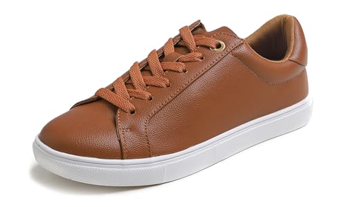 Feversole Damen Mode Leicht Frühling Sommer Veganes Leder Sneaker Casual Komfort Walking Schuhe, Kamel Farbe Weiß Sohle Große Öse 37.5 Feversole Damen Mode Leicht Frühling Sommer Veganes Leder Sneaker Casual Komfort Walking Schuhe, Kamel Farbe Weiß Sohle Große Öse 37.5 von Feversole