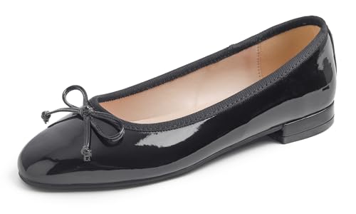 Feversole Damen Weiches Kissen Extra Gepolstert Komfort Quadratischer Kleid Schuhe Low Chunky Heels Arbeit Pumpen Schwarzes Veganes Lackleder 38 EU von Feversole