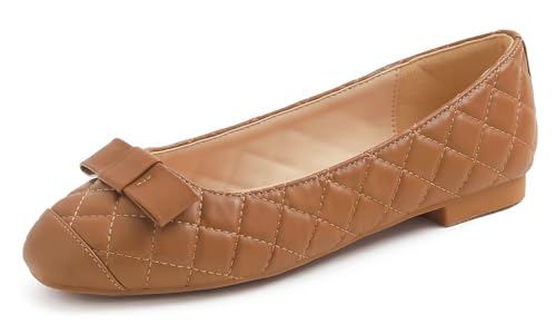 Feversole Damen Weiches Kissen Extra Gepolstert Komfort Quadratischer Zehe Mode Ballerinas Wanderschuhe Camel Gesteppte Zehenkappe 38.5 EU Feversole Damen Weiches Kissen Extra Gepolstert Komfort Quadratischer Zehe Mode Ballerinas Wanderschuhe Camel Gesteppte Zehenkappe 38.5 EU von Feversole