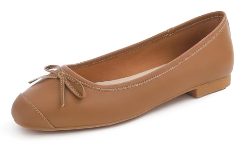 Feversole Damen Weiches Kissen Extra Gepolstert Komfort Quadratischer Zehe Mode Ballerinas Wanderschuhe Schwarze einfarbige Zehenkappe 37 EU von Feversole