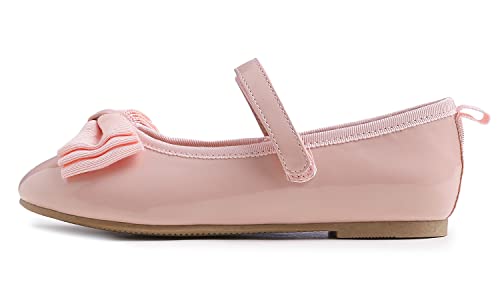 Feversole Girls Cute Dress, Mädchen süßes Kleid Mary Jane Schuhe weiche Party Urlaub Ballerinas Fliege Rosa Veganes Lackleder Größe 31 EU von Feversole