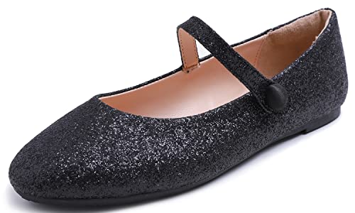 Feversole Mary Jane Glänzend Damenschuhe Flache Pumps geschlossen Bequeme Schuhe von Feversole