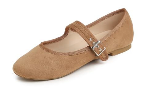 Feversole Mary Jane Halbschuhe,Flach Freizeit Tanzschuhe Kame lFell Wildleder 42 EU von Feversole