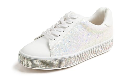 Feversole Mode Funkeln Plattform Strass Party Urlaub Hochzeit Turnschuhe AB Weiß 36 von Feversole