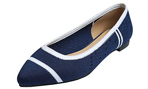 Feversole Point Loafer, Damen Ballerina Slip On Spitz Schuhe rutschfest Flach Stricken Sneaker Bequem Sommer Elegant Sportlich Flat Shoes Frauen von Feversole